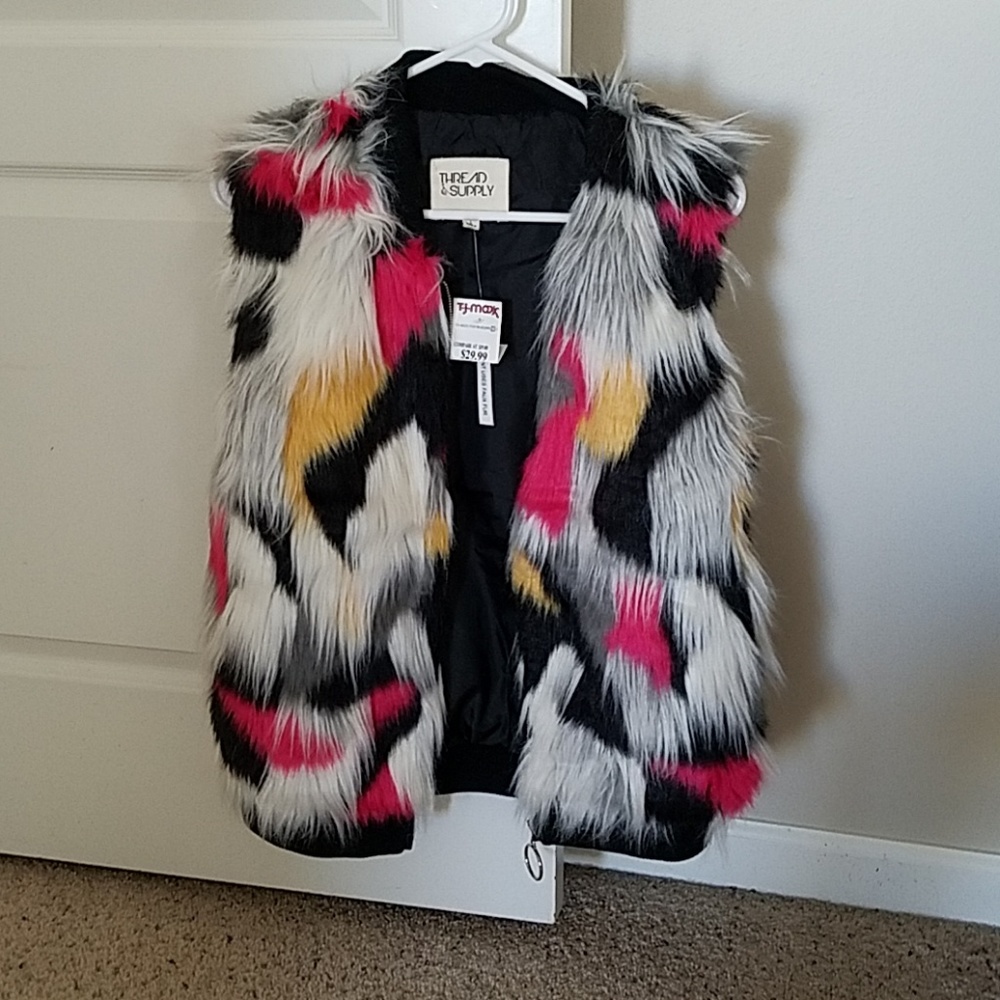 Fun faux fur multicolored vest